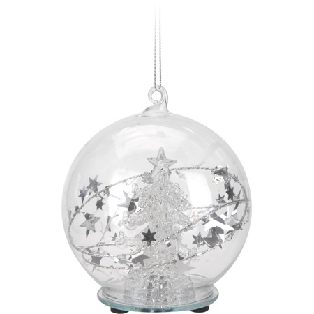 Dezelfde Een trouwe Buiten adem Glazen kerstbal 8 cm met kerstboom en LED verlichting online hobby winkel